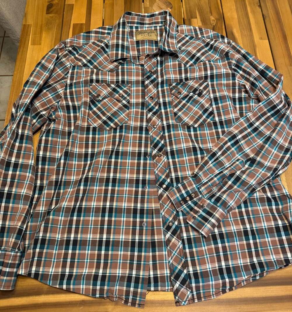 Wrangler Retro Western Shirt XXL Brown Plaid